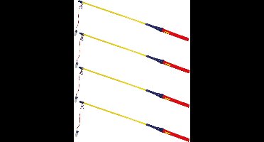 Lampionstokjes - 10x - rood/blauw/geel - met lichtje - 50 cm