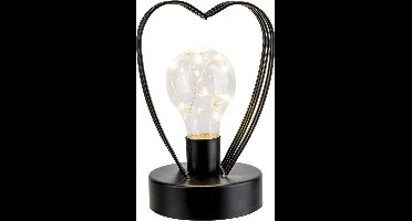 Cosy & Trendy Tafellamp - Hart - LED - Lichtkralen - H17cm - Zwart