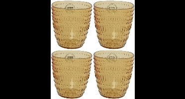 Decoris drinkbekers - Set van 4x stuks - kunststof - geel - 200 ml