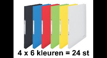 24 x Ringband Esselte Vivida A4 2-rings O-mech 16mm  PP assorti