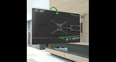 Barkan - Llange Full Motion TV-muurbeugel - 13 inch - 83 inch/33 cm - 211 cm - 50 kg - Zwart