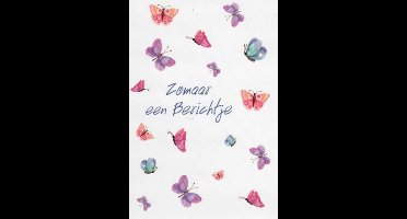 Zomaar een berichtje! Een grappige kaart met kleurrijke vlinders. Een leuke kaart om zo te geven of om bij een cadeau te voegen. Een dubbele wenskaart inclusief envelop en in folie verpakt.