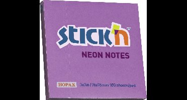 Stick'n sticky notes - Memoblok - 76x76mm - Neon Paars - 100 Memoblaadjes