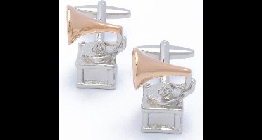 Manchetknopen - Grammofoon Rose Goud en Zilver