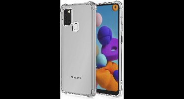 Hoesje geschikt voor Samsung Galaxy A21s - Anti Shock Proof Siliconen Back Cover Case Hoes Transparant