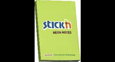 Stick'n sticky notes - 76x51mm, neon groen, 100 memoblaadjes