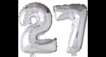 Folieballon 27 jaar zilver 86cm
