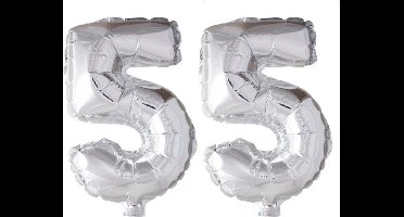 Folieballon 55 jaar zilver 86cm