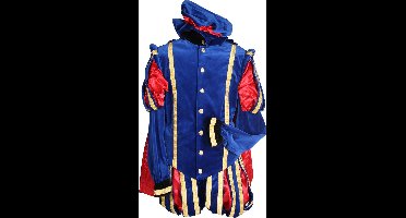 Piet katoen fluweel met cape Blauw / Rood.