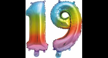 Folieballon nr. 19 Regenboog 86cm