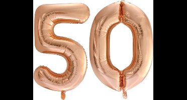 Folieballon nr. 50 Rosé Goud 86cm