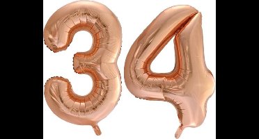 Folieballon nr. 34 Rosé Goud 86cm