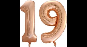 Folieballon nr. 19 Rosé Goud 86cm