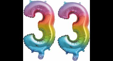 Folieballon nr. 33 Regenboog 86cm