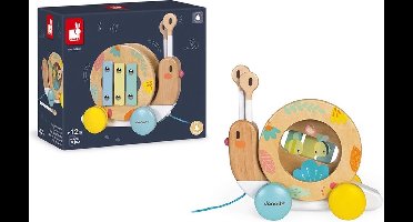 Janod Pure - Trekfiguur Slak - De Antennes Van De Slak Zijn Afneembaar En Worden Stokjes Om Op De Xylofoon En Tamboerijn Te Tikken - Geschikt Vanaf 1 Jaar