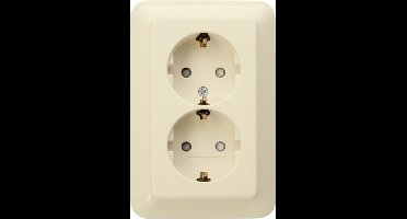 KOPP type Rivo dubbel stopcontact met afdekraam randaarde halfinbouw | CREME