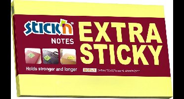 Stick'n sticky notes - 76x127mm, extra sticky, neon geel, 90 memoblaadjes