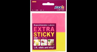 Stick'n Label Etiket - 51x88mm - Extra Sticky - Neon Geel, Magenta - 2x30 Sticky Notes