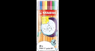 STABILO point 88 - Fineliner 0,4 mm - Sleeve Pack - Met 30 Verschillende Kleuren