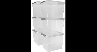 Sunware Comfort Line opbergbox 52L - Set van 6 - 50x40x38 cm - Transparant