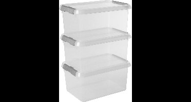 Sunware Comfort Line opbergbox 6L - Set van 3 - 30x20x14.5 cm - Transparant