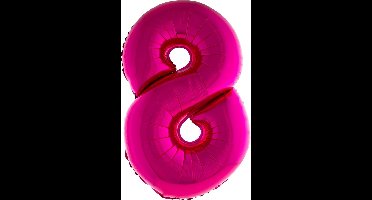 Cijferballon folie nummer 8 | Opblaascijfer 8 roze 102cm
