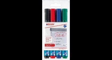 edding 383 flipover marker - zwart/blauw/rood/groen - bijtelpunt 1 - 5 mm - geschikt voor flipchart - drukt niet door op papier