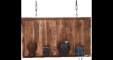Home & Styling Muurdecoratie Met 4 Potten 100 Cm Hout Bruin