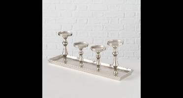 Kandelaar - Schaal - Zilver - Aluminium - 4 kaars - 53cm