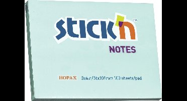Stick'n sticky notes - 76x102mm, pastel blauw, 100 memoblaadjes