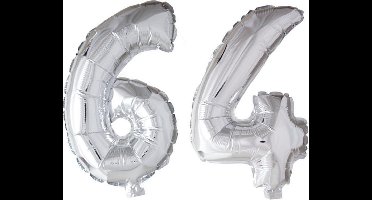 Folieballon 64 jaar zilver 86cm