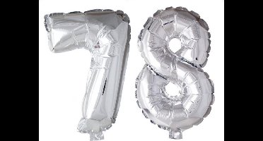 Folieballon 78 jaar zilver 86cm