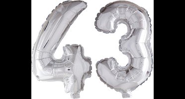 Folieballon 43 jaar zilver 86cm
