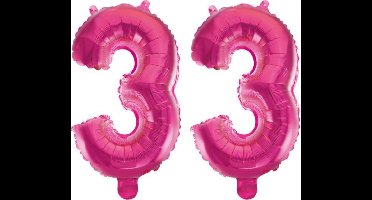 Folieballon 33 jaar roze 86cm