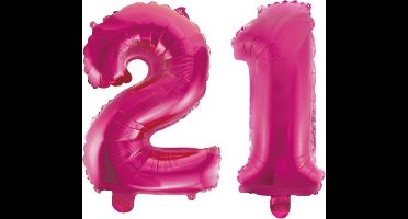 Folieballon 21 jaar roze 86cm