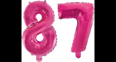Folieballon 87 jaar roze 86cm