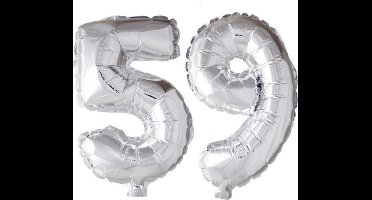 Folieballon 59 jaar zilver 41cm