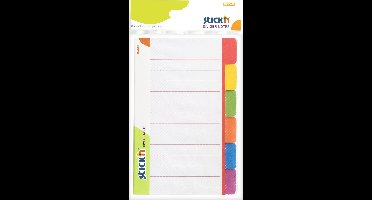 Stick'n Tabbladen - Sticky notes - Gelinieerd - 6 Gekleurde tabs - 60 Bladwijzer tabs