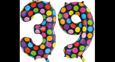 Folieballon 39 jaar stippen 86cm
