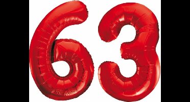 Folieballon 63 jaar rood 86cm