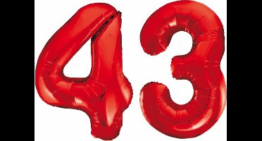 Folieballon 43 jaar rood 86cm