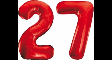 Folieballon 27 jaar rood 86cm