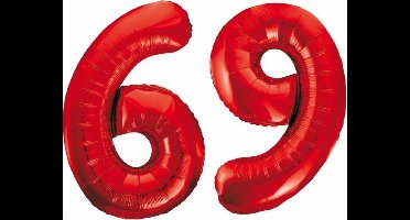Folieballon 69 jaar rood 86cm