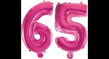 Folieballon 65 jaar roze 86cm