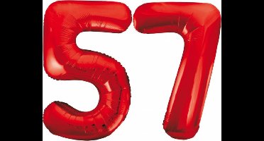 Folieballon 57 jaar rood 86cm