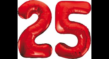 Folieballon 25 jaar rood 86cm