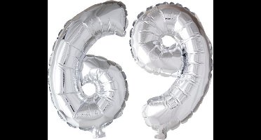 Folieballon 69 jaar zilver 41cm