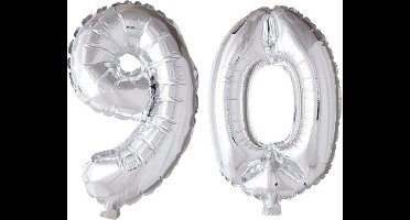 Folieballon 90 jaar zilver 41cm