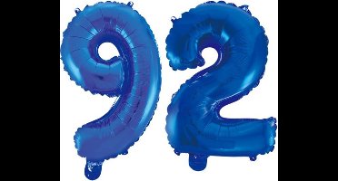 Folieballon 92 jaar blauw 86cm