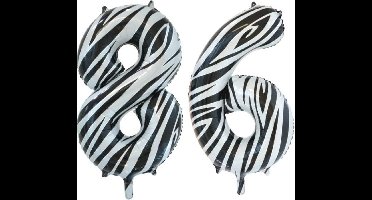 Folieballon 86 jaar zebra 86cm